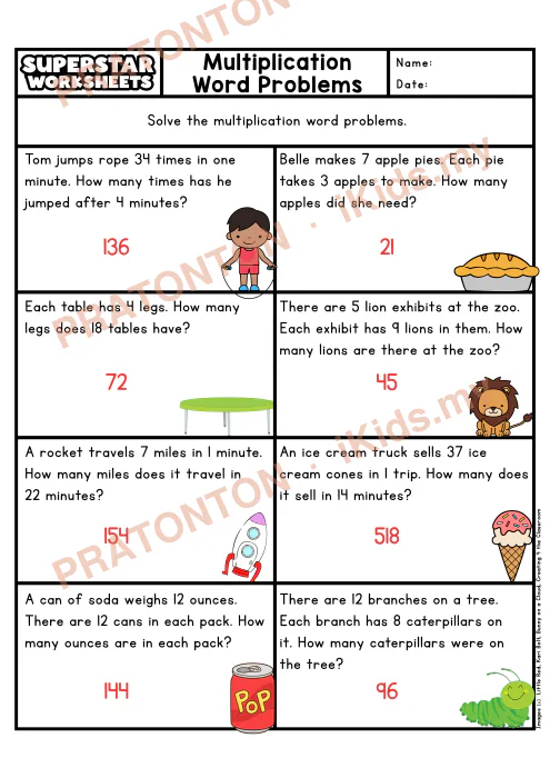 Pratonton muka 2 lembaran Lembaran Kerja Masalah Berayat Darab — Set 2 (Bahasa Inggeris) — Matematik Tahun 5