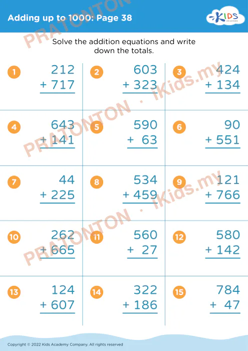 Pratonton muka 1 lembaran Lembaran Kerja Matematik 1 — Matematik Tahun 2