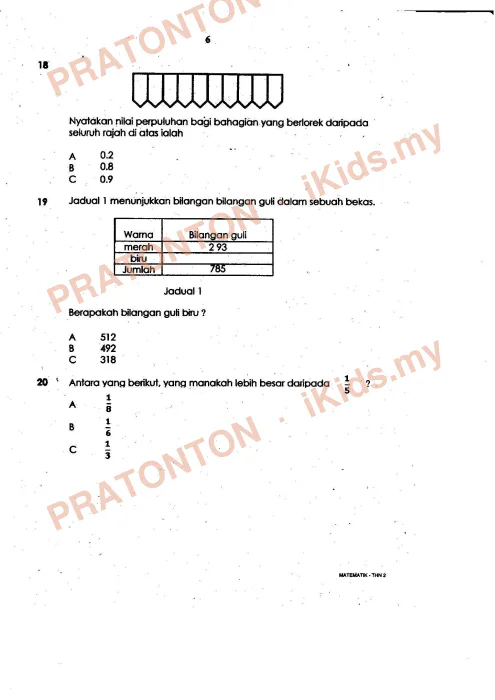 Pratonton muka 6 lembaran Lembaran Kerja Matematik 10 — Matematik Tahun 2