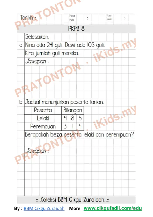 Pratonton muka 10 lembaran Lembaran Kerja Matematik 15 — Matematik Tahun 2
