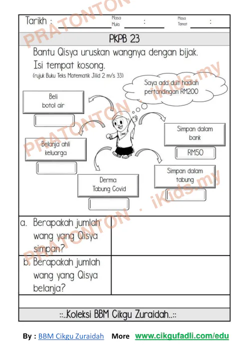 Pratonton muka 6 lembaran Lembaran Kerja Matematik 3 — Matematik Tahun 2