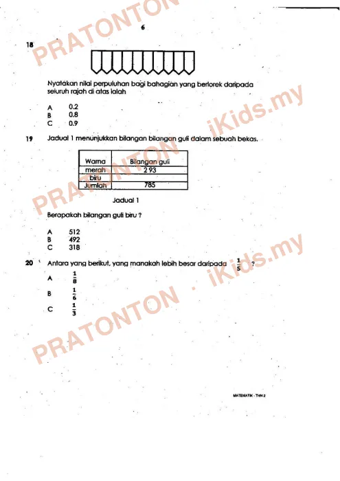 Pratonton muka 6 lembaran Lembaran Kerja Matematik 7 — Matematik Tahun 2