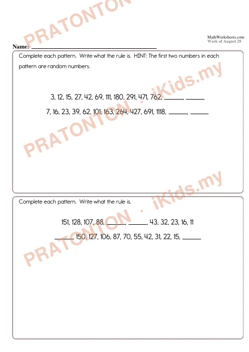 Pratonton muka 1 lembaran Lembaran Kerja Matematik Tahun 5 — Set 3 (Bahasa Inggeris) — Matematik Tahun 5