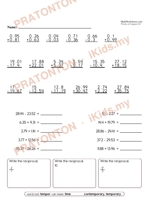 Pratonton muka 13 lembaran Lembaran Kerja Matematik Tahun 5 — Set 3 (Bahasa Inggeris) — Matematik Tahun 5