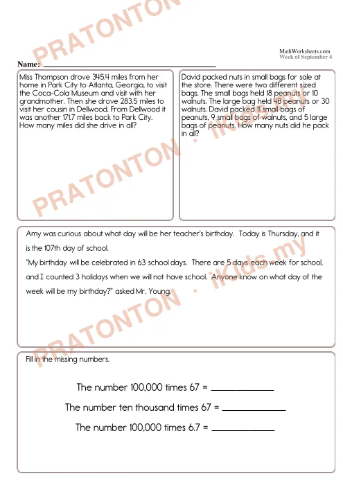 Pratonton muka 11 lembaran Lembaran Kerja Matematik Tahun 5 — Set 5 (Bahasa Inggeris) — Matematik Tahun 5