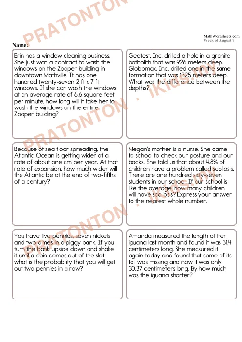 Pratonton muka 1 lembaran Lembaran Kerja Matematik Tahun 6 — Set 2 (Bahasa Inggeris) — Matematik Tahun 6