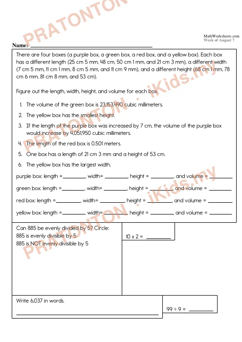Pratonton muka 10 lembaran Lembaran Kerja Matematik Tahun 6 — Set 2 (Bahasa Inggeris) — Matematik Tahun 6