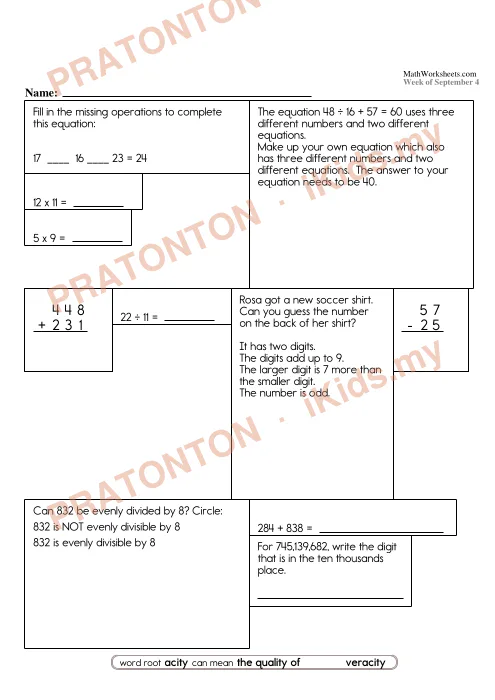 Pratonton muka 11 lembaran Lembaran Kerja Matematik Tahun 6 — Set 5 (Bahasa Inggeris) — Matematik Tahun 6