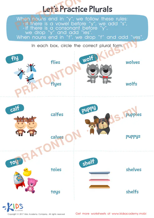 Pratonton muka 1 lembaran Let’s Practice Plurals — Bahasa Inggeris Tahun 1