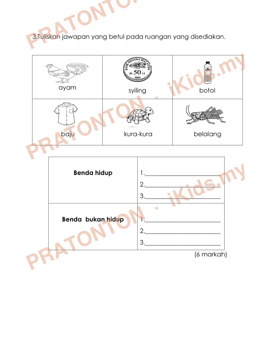 Pratonton muka 9 lembaran Makanan — Bahasa Inggeris Tahun 3