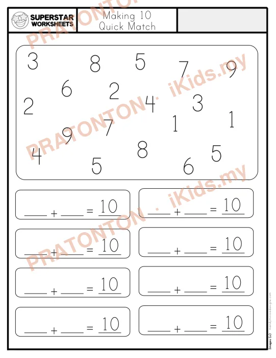 Pratonton muka 1 lembaran Making 10 — Matematik Tahun 1
