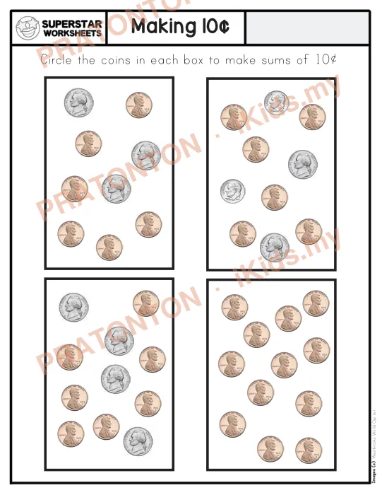 Pratonton muka 1 lembaran Making 10¢ — Matematik Tahun 1