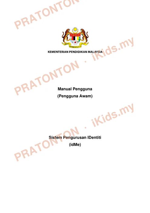 Pratonton muka 1 lembaran Manual Pengguna — Matematik Tahun 1