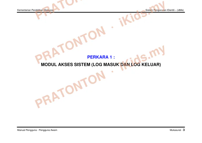 Pratonton muka 5 lembaran Manual Pengguna — Matematik Tahun 1