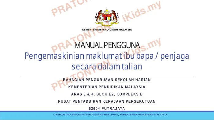 Pratonton muka 1 lembaran MANUAL PENGGUNA — Matematik Tahun 1