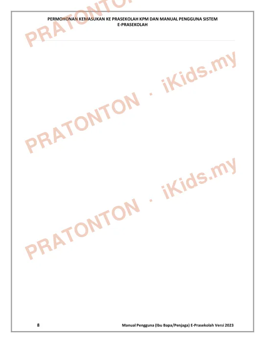 Pratonton muka 9 lembaran MANUAL PENGGUNA (IBU BAPA/PENJAGA) — Matematik Tahun 1