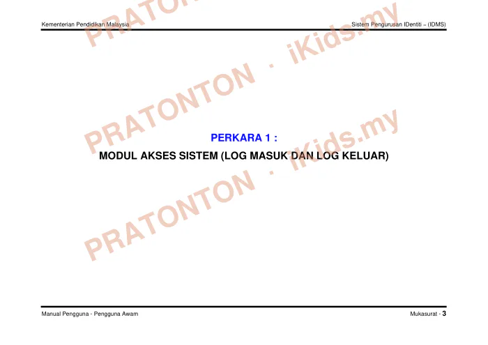 Pratonton muka 5 lembaran Manual Pengguna — Matematik Tahun 1