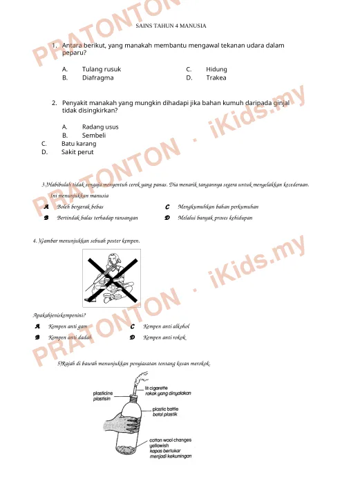 Pratonton muka 1 lembaran Manusia — Sains Tahun 4