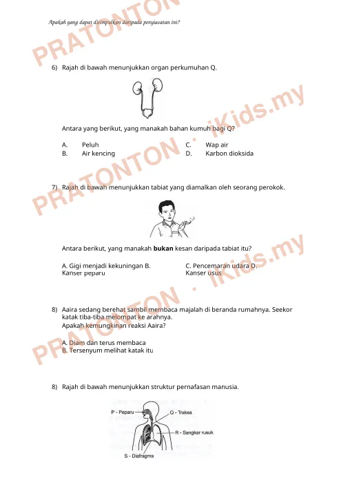 Pratonton muka 2 lembaran Manusia — Sains Tahun 4