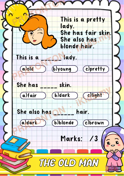 Pratonton muka 3 lembaran Marks: /3 — Bahasa Inggeris Tahun 1