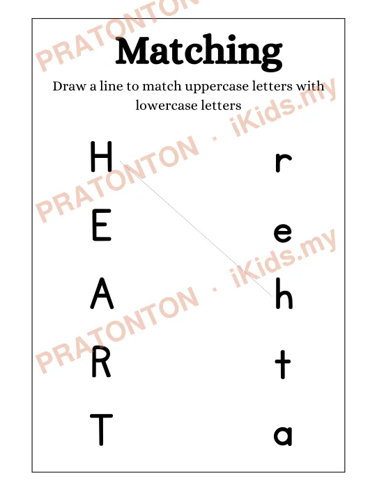 Pratonton muka 1 lembaran Matching — Bahasa Inggeris Tahun 1