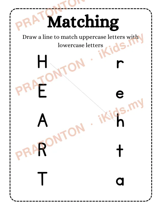 Pratonton muka 1 lembaran Matching — Bahasa Inggeris Tahun 1