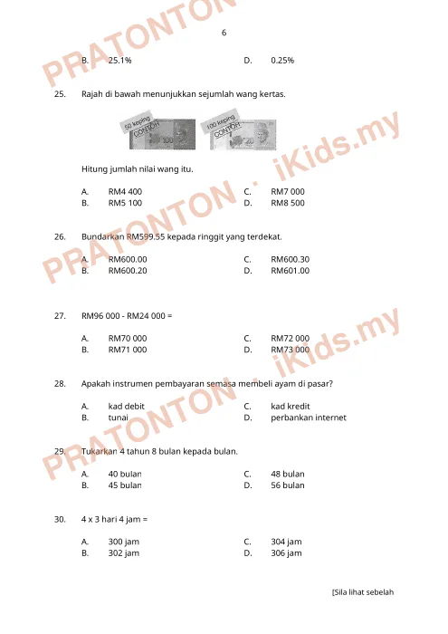 Pratonton muka 6 lembaran MATEMATIK (3) — Matematik Tahun 4