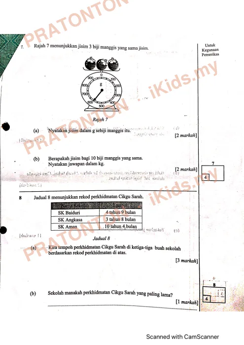Pratonton muka 4 lembaran matematik kertas 2 tahun 4 kssr semakan — Matematik Tahun 4