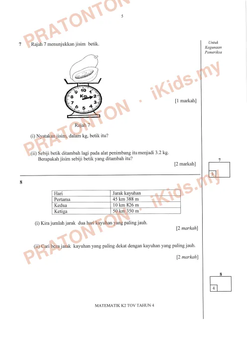 Pratonton muka 4 lembaran MATEMATIK Tahun 4 K2 2016 BK1 — Matematik Tahun 4