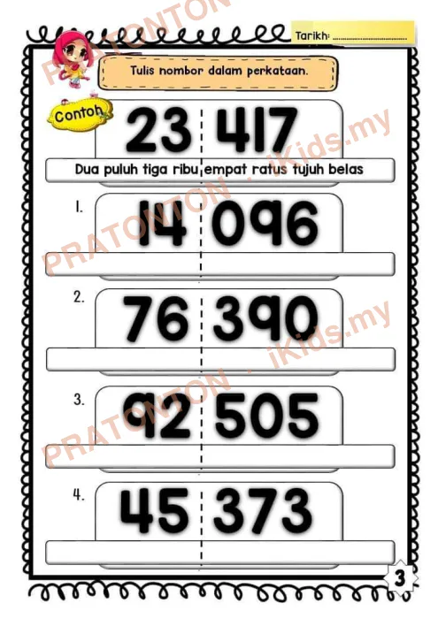 Pratonton muka 9 lembaran Latihan Nombor dan Operasi — Matematik Tahun 4