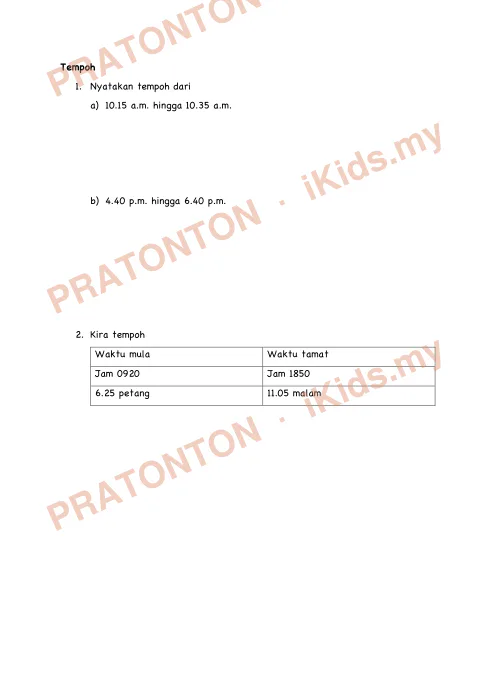 Pratonton muka 1 lembaran Latihan Matematik — Matematik Tahun 4