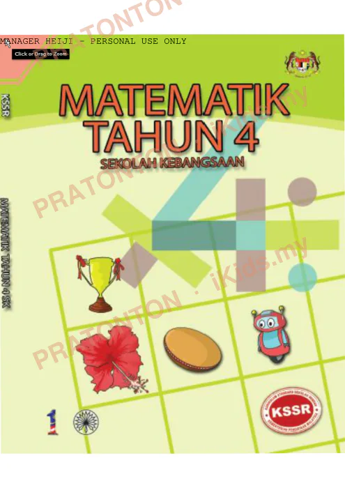 Pratonton muka 1 lembaran Matematik Tahun 4 — Matematik Tahun 4