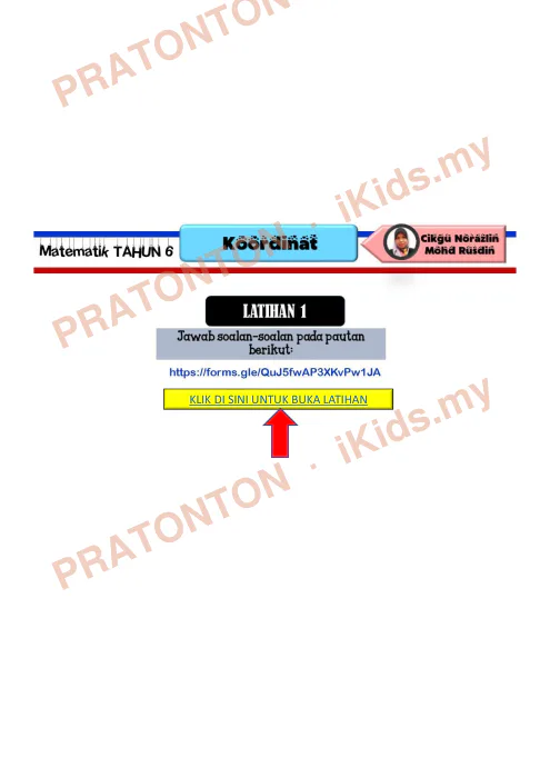 Pratonton muka 6 lembaran Matematik Tahun 6 Koordinat — Matematik Tahun 6