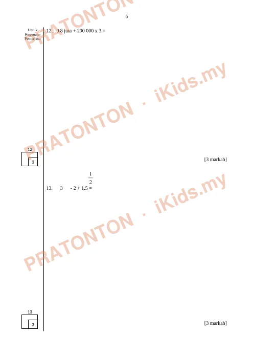 Pratonton muka 6 lembaran MATEMATIK TAHUN 6 — Matematik Tahun 6