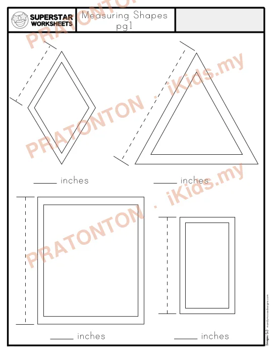 Pratonton muka 1 lembaran Measuring Shapes — Matematik Tahun 1