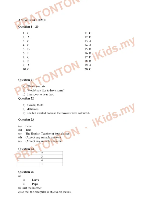 Pratonton muka 15 lembaran Mock Test 2 UPSR 2017 — Bahasa Inggeris — Bahasa Inggeris Tahun 6