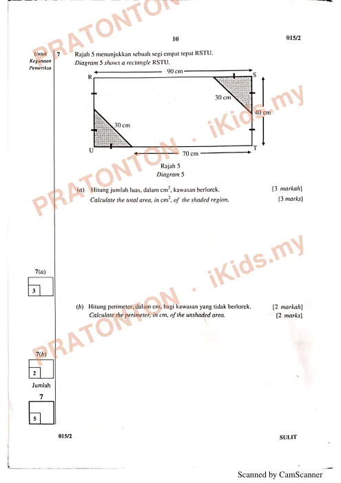 Pratonton muka 10 lembaran Model Ujian OTI 3 Tahun 6 Julai 2019 — Matematik Kertas 2 — Matematik Tahun 6
