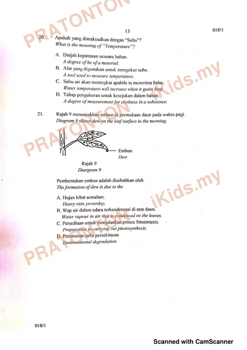 Pratonton muka 12 lembaran Model Ujian OTI 3 Tahun 6 Julai 2019 — Sains Kertas 1 — Sains Tahun 6