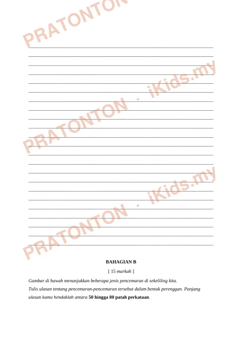 Pratonton muka 3 lembaran Modul 1 Bahasa Melayu Penulisan — Februari — Bahasa Melayu Tahun 6