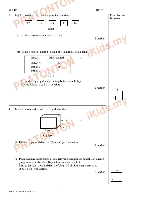 Pratonton muka 6 lembaran MODUL 1 KERTAS 2 Matematik — Matematik Tahun 6