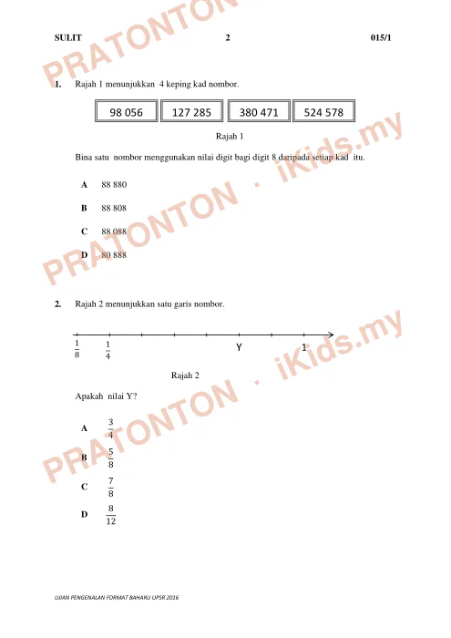 Pratonton muka 1 lembaran MODUL 2 KERTAS 1 Matematik — Matematik Tahun 6