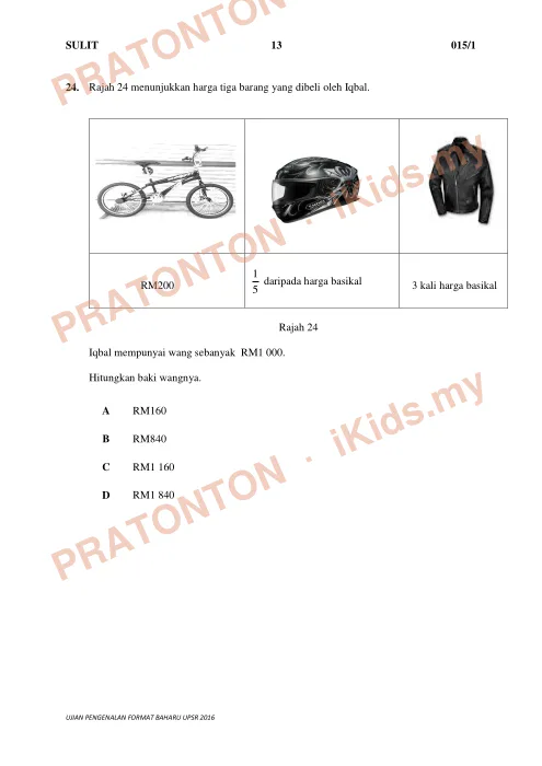 Pratonton muka 12 lembaran MODUL 2 KERTAS 1 Matematik — Matematik Tahun 6