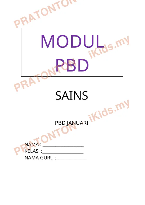 Pratonton muka 1 lembaran MODUL — Sains Tahun 2