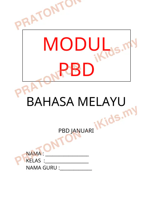 Pratonton muka 1 lembaran MODUL — Bahasa Melayu Tahun 1