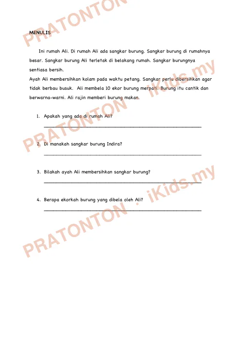 Pratonton muka 4 lembaran MODUL — Bahasa Melayu Tahun 1