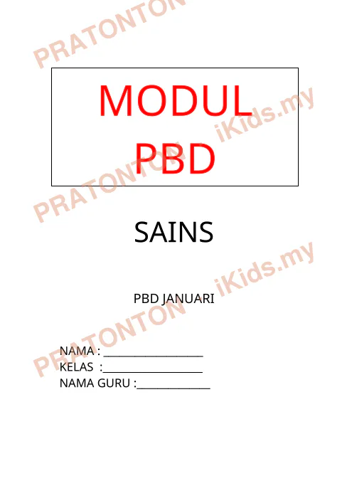 Pratonton muka 1 lembaran MODUL — Sains Tahun 1