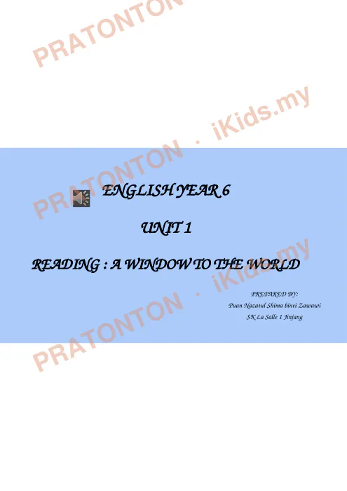Pratonton muka 1 lembaran Modul Bahasa Inggeris Tahun 6 — Unit 1: A Window To The World — Bahasa Inggeris Tahun 6