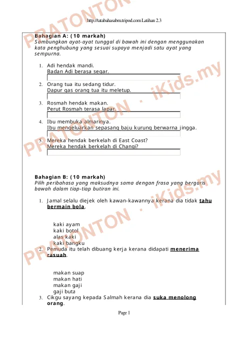 Pratonton muka 1 lembaran Modul Bahasa Melayu — Bahasa Melayu Tahun 3