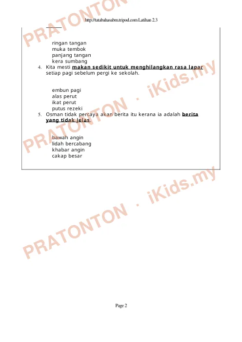 Pratonton muka 2 lembaran Modul Bahasa Melayu — Bahasa Melayu Tahun 3