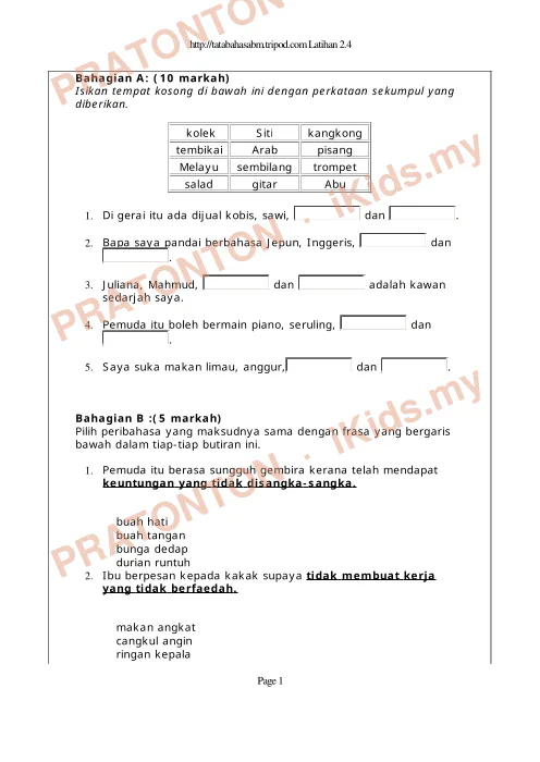 Pratonton muka 1 lembaran Modul Bahasa Melayu — Bahasa Melayu Tahun 3